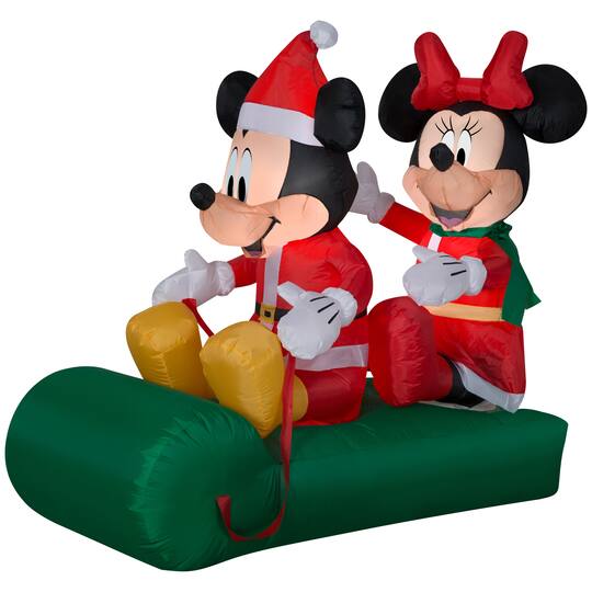4.5Ft Airblown� Inflatable Christmas Mickey & Minnie Sled Scene By Gemmy Industries | Michaels�